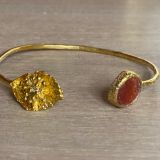 Pulsera brazalete piedra naranja