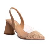 Zapato tacón destalonado vinilo y beige corina