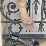 Sandalia tacón strass negro corina
