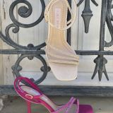 Sandalia tacón strass natural corina