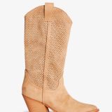Bota alta perforada camel