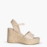 Cuña rafia descubierta beige