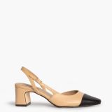 Zapato tacón camel puntera negra corina