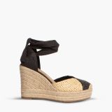 Cuña bicolor atada beige negro corina